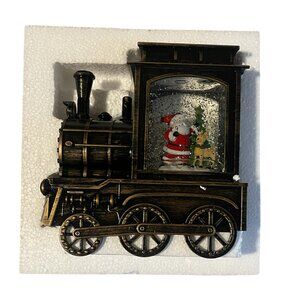Christmas Greeting Illumination Santa in Train Musical Water Globe 6.75" Glitter